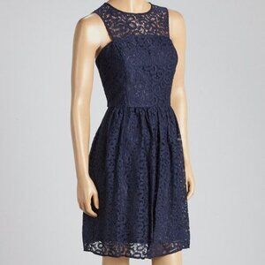 NWT The Limited Dress Womens Size 10 Navy Blue Lace Floral Sleeveless Lined